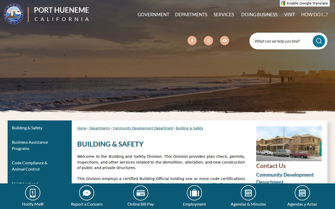 Port Hueneme people search OpenGov permit records notice