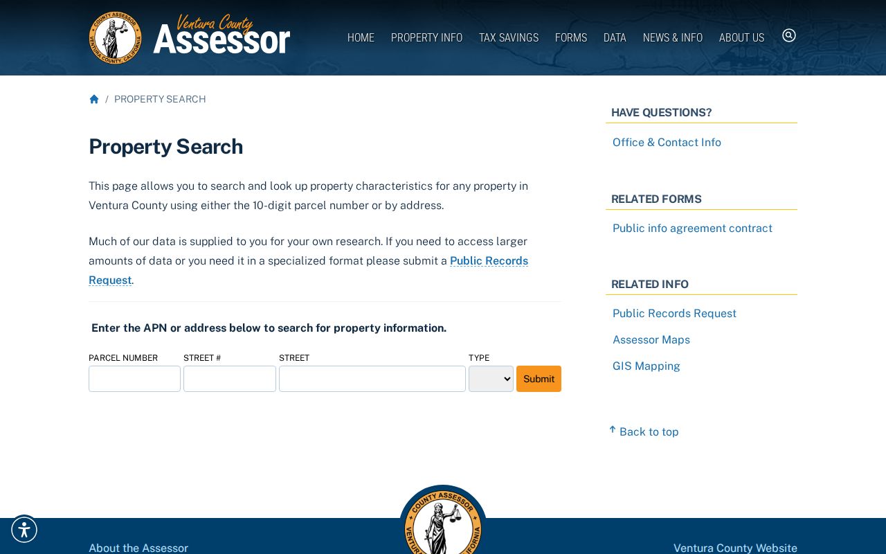 Port Hueneme people search Ventura County assessor address form