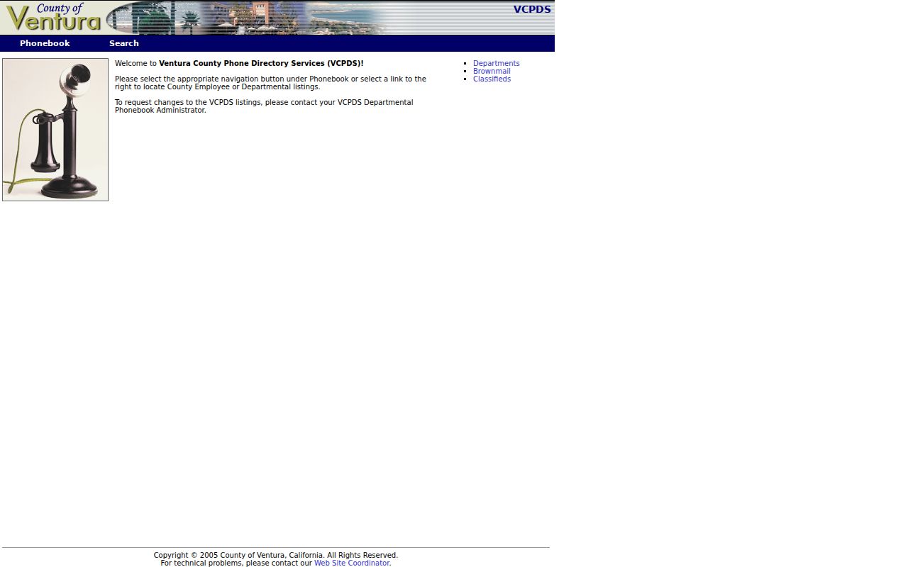 Port Hueneme directory view of Ventura County Phone Directory Services