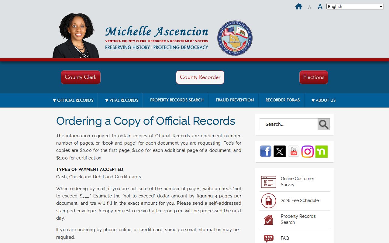 Port Hueneme records copy ordering instructions from Ventura County