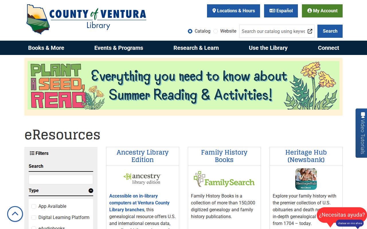 Port Hueneme directory screenshot of Ventura County genealogy resources